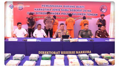 Kapolda Sulteng Pimpin Pemusnahan Sabu Seberat 20 Kg Jaringan Internasional