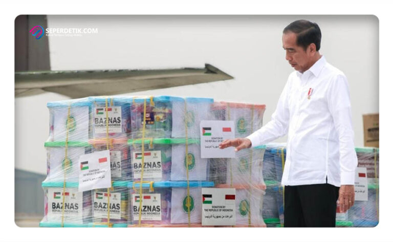 Presiden Joko Widodo memimpin pengiriman bantuan kemanusiaan dari BAZNAS untuk Palestina, menunjukkan solidaritas Indonesia untuk warga Gaza.