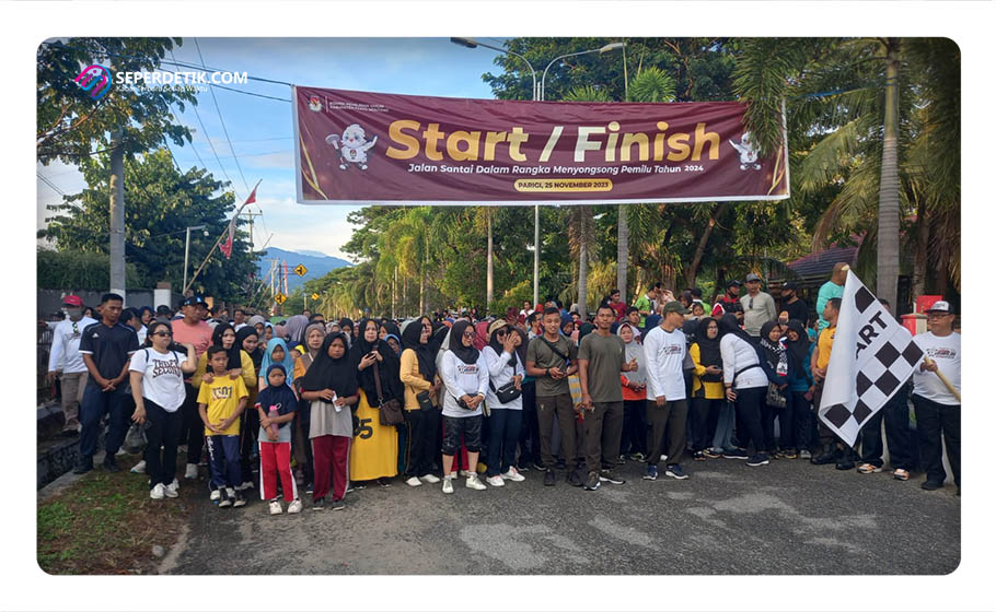 Komisi Pemilihan Umum (KPU) Kabupaten Parigi Moutong menggelar jalan Santai bersama masyarakat wajib pilih. | Foto : Istimewah