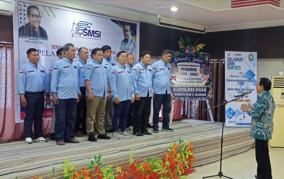 Ketua SMSI Provinsi Sulteng Mahmud Mattangara, S.H Kukuhkan SMSI Poso